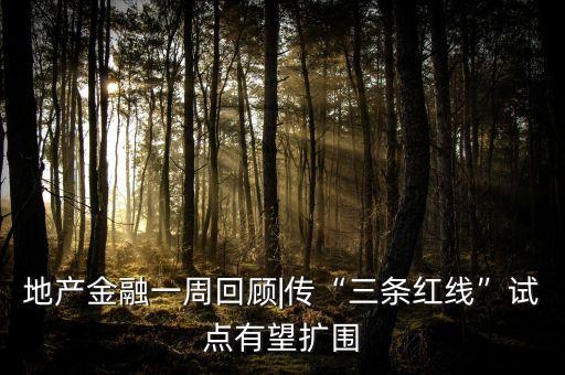 地產金融一周回顧|傳“三條紅線”試點有望擴圍
