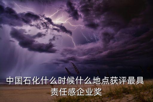 中國石化什么時候什么地點獲評最具 責任感企業獎