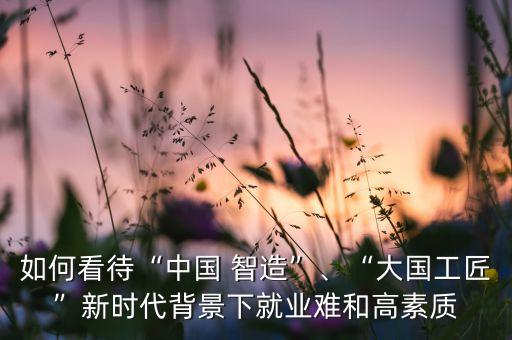 如何看待“中國 智造”、“大國工匠”新時代背景下就業難和高素質