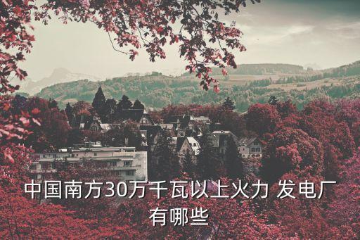中國南方30萬千瓦以上火力 發電廠有哪些