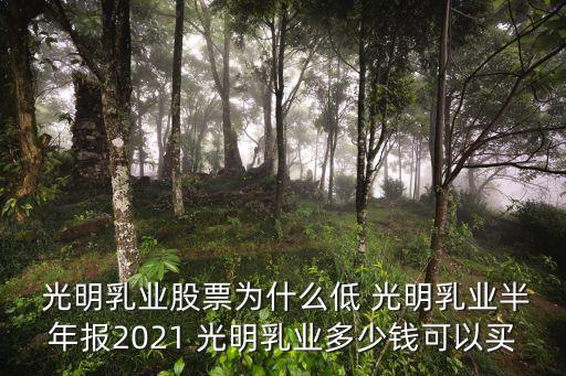  光明乳業股票為什么低 光明乳業半年報2021 光明乳業多少錢可以買