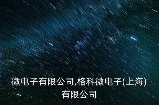 廣發微電子有限公司,格科微電子(上海)有限公司