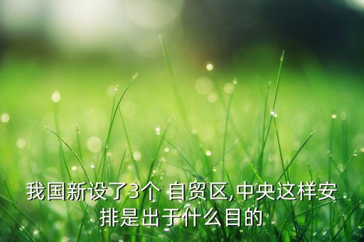 我國新設了3個 自貿區,中央這樣安排是出于什么目的
