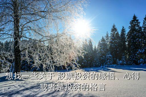 想找一些關于 股票投資的感悟、心得或者是投資的格言