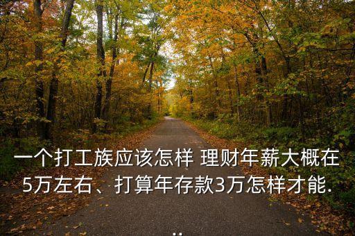 一個(gè)打工族應(yīng)該怎樣 理財(cái)年薪大概在5萬(wàn)左右、打算年存款3萬(wàn)怎樣才能...