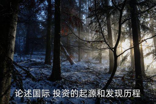 論述國際 投資的起源和發現歷程