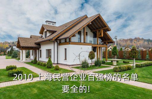 2010 上海民營企業百強榜的名單要全的!