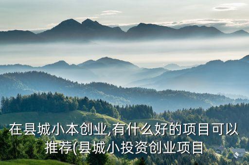 在縣城小本創業,有什么好的項目可以推薦(縣城小投資創業項目