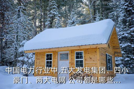 中國電力行業中,五大發電集團、四小豪門、兩大電網 公司都是哪些...