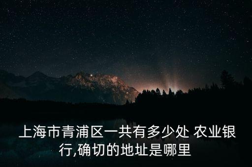  上海市青浦區一共有多少處 農業銀行,確切的地址是哪里