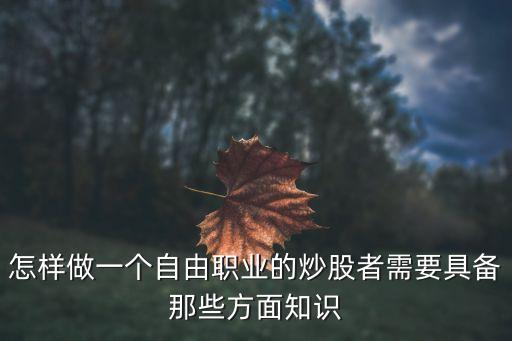 怎樣做一個自由職業的炒股者需要具備那些方面知識