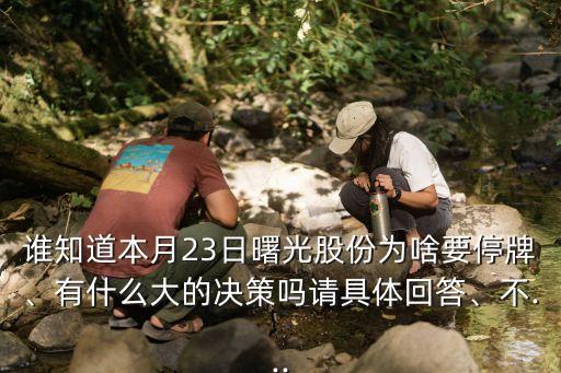 誰知道本月23日曙光股份為啥要停牌、有什么大的決策嗎請具體回答、不...