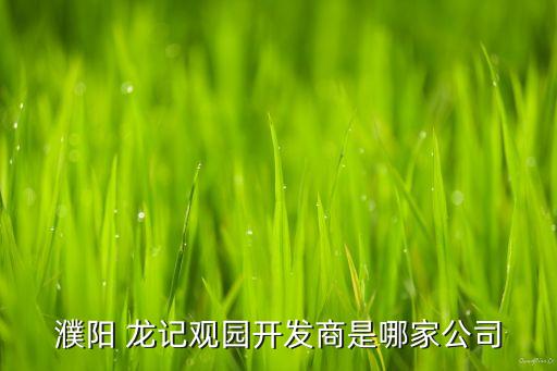 濮陽 龍記觀園開發商是哪家公司