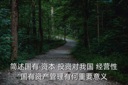 簡述國有 資本 投資對我國 經營性國有資產管理有何重要意義