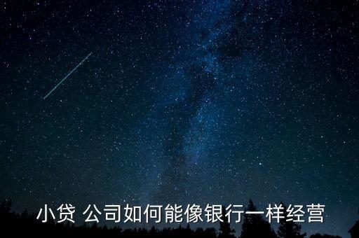  小貸 公司如何能像銀行一樣經營
