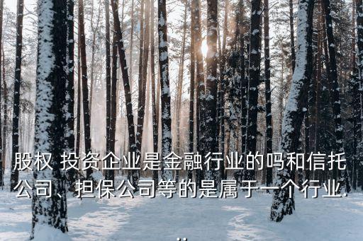 股權 投資企業是金融行業的嗎和信托公司、擔保公司等的是屬于一個行業...