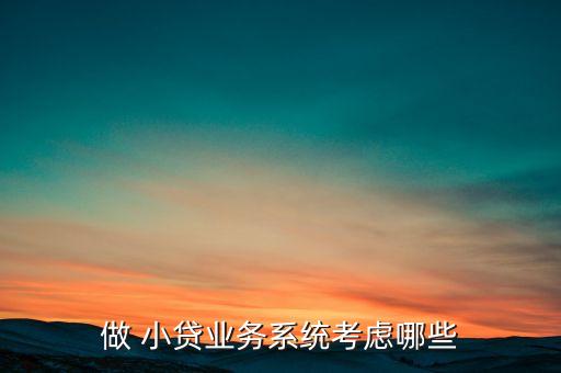 做 小貸業務系統考慮哪些