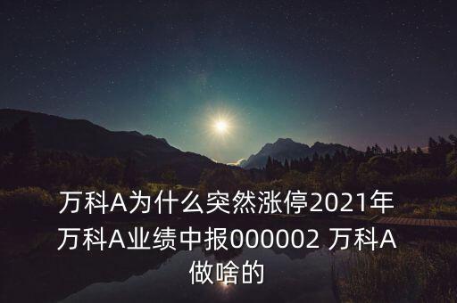  萬科A為什么突然漲停2021年 萬科A業績中報000002 萬科A做啥的