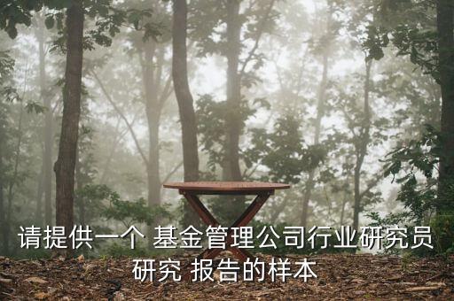 請提供一個 基金管理公司行業研究員研究 報告的樣本