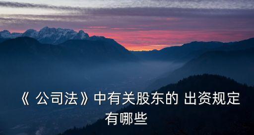 《 公司法》中有關股東的 出資規定有哪些