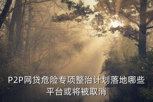 P2P網貸危險專項整治計劃落地哪些平臺或將被取消