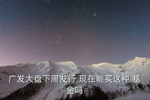 廣發大盤下周發行.現在能買這種 基金嗎