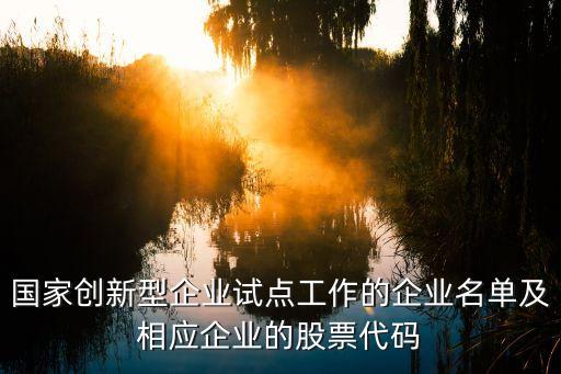 國家創新型企業試點工作的企業名單及相應企業的股票代碼