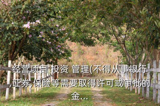 經營項目 投資 管理(不得從事銀行,證券,保險等需要取得許可或審批的金...