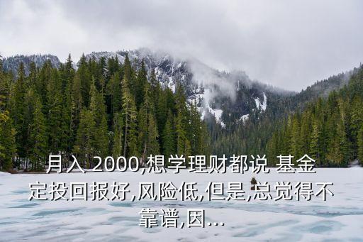 月入 2000,想學(xué)理財都說 基金定投回報好,風(fēng)險低,但是,總覺得不靠譜,因...