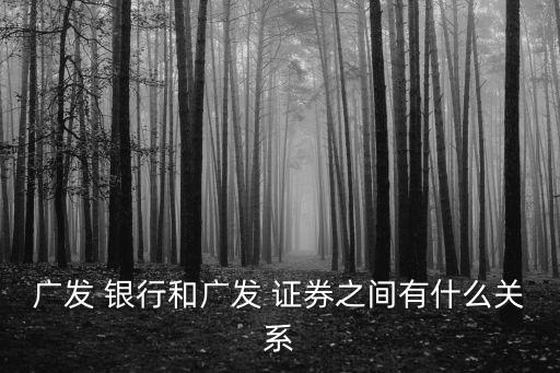 廣發 銀行和廣發 證券之間有什么關系