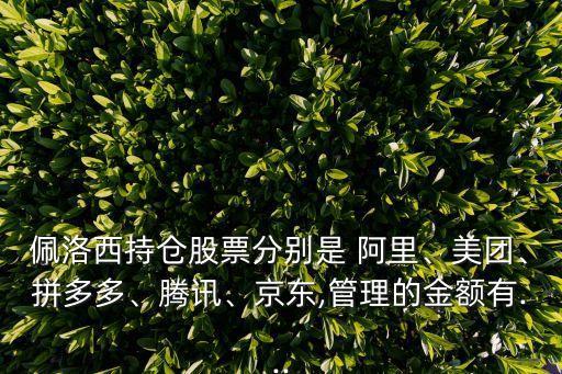 佩洛西持倉股票分別是 阿里、美團、拼多多、騰訊、京東,管理的金額有...