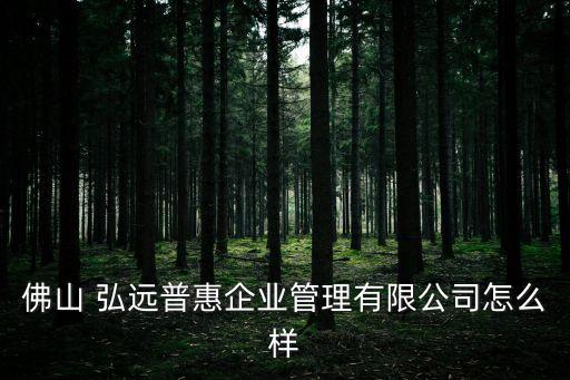 佛山 弘遠普惠企業管理有限公司怎么樣
