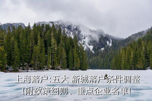  上海落戶:五大 新城落戶條件調整!附政策細則、重點企業名單!