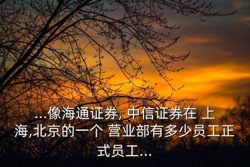 ...像海通證券, 中信證券在 上海,北京的一個 營業部有多少員工正式員工...