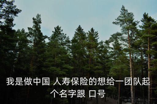 我是做中國 人壽保險(xiǎn)的想給一團(tuán)隊(duì)起個(gè)名字跟 口號