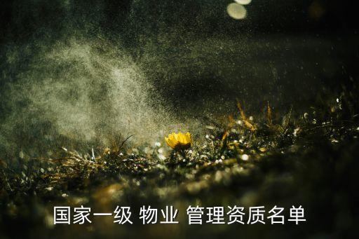 國家一級 物業 管理資質名單