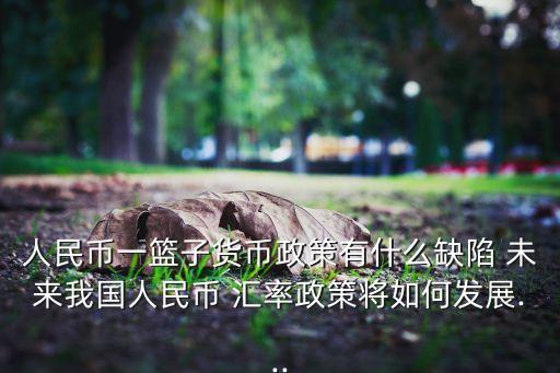 人民幣一籃子貨幣政策有什么缺陷 未來我國人民幣 匯率政策將如何發展...
