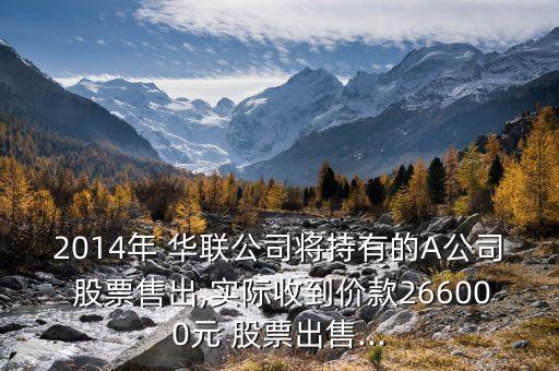 2014年 華聯公司將持有的A公司 股票售出,實際收到價款266000元 股票出售...