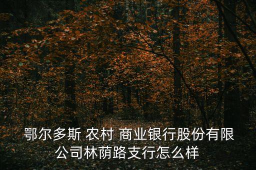  鄂爾多斯 農村 商業銀行股份有限公司林蔭路支行怎么樣