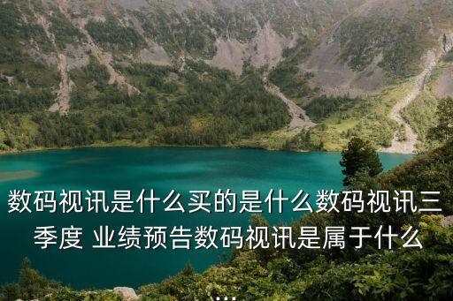 數碼視訊是什么買的是什么數碼視訊三 季度 業績預告數碼視訊是屬于什么...