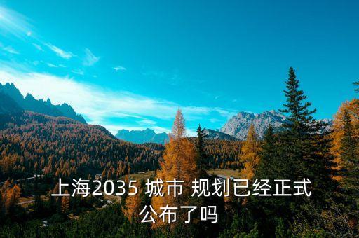  上海2035 城市 規劃已經正式公布了嗎