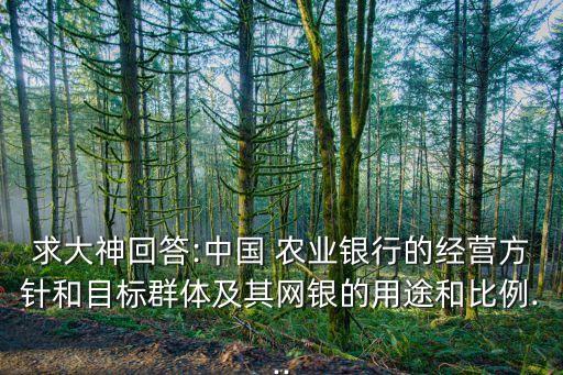 求大神回答:中國 農業銀行的經營方針和目標群體及其網銀的用途和比例...