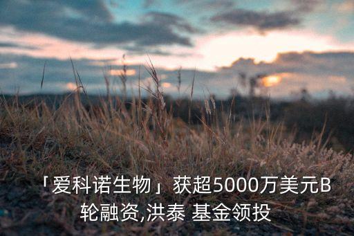 「愛科諾生物」獲超5000萬美元B輪融資,洪泰 基金領投