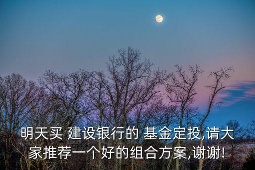 明天買 建設銀行的 基金定投,請大家推薦一個好的組合方案,謝謝!