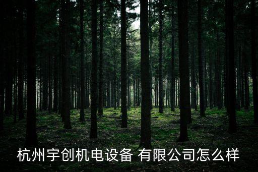 杭州宇創機電設備 有限公司怎么樣