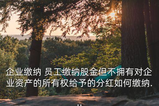 企業繳納 員工繳納股金但不擁有對企業資產的所有權給予的分紅如何繳納...