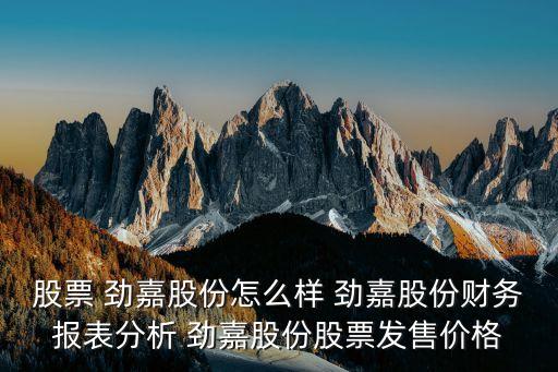 股票 勁嘉股份怎么樣 勁嘉股份財務報表分析 勁嘉股份股票發售價格