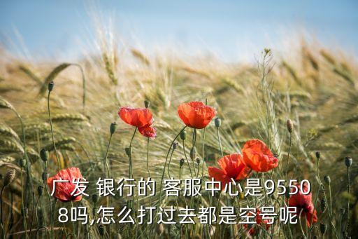  廣發 銀行的 客服中心是95508嗎,怎么打過去都是空號呢