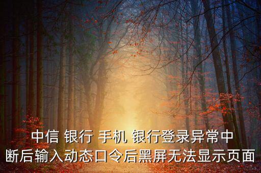 中信手機銀行加載不了,中信專業版手機銀行如何開通