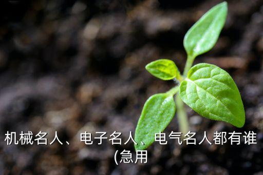 機械名人、電子名人、電氣名人都有誰(急用